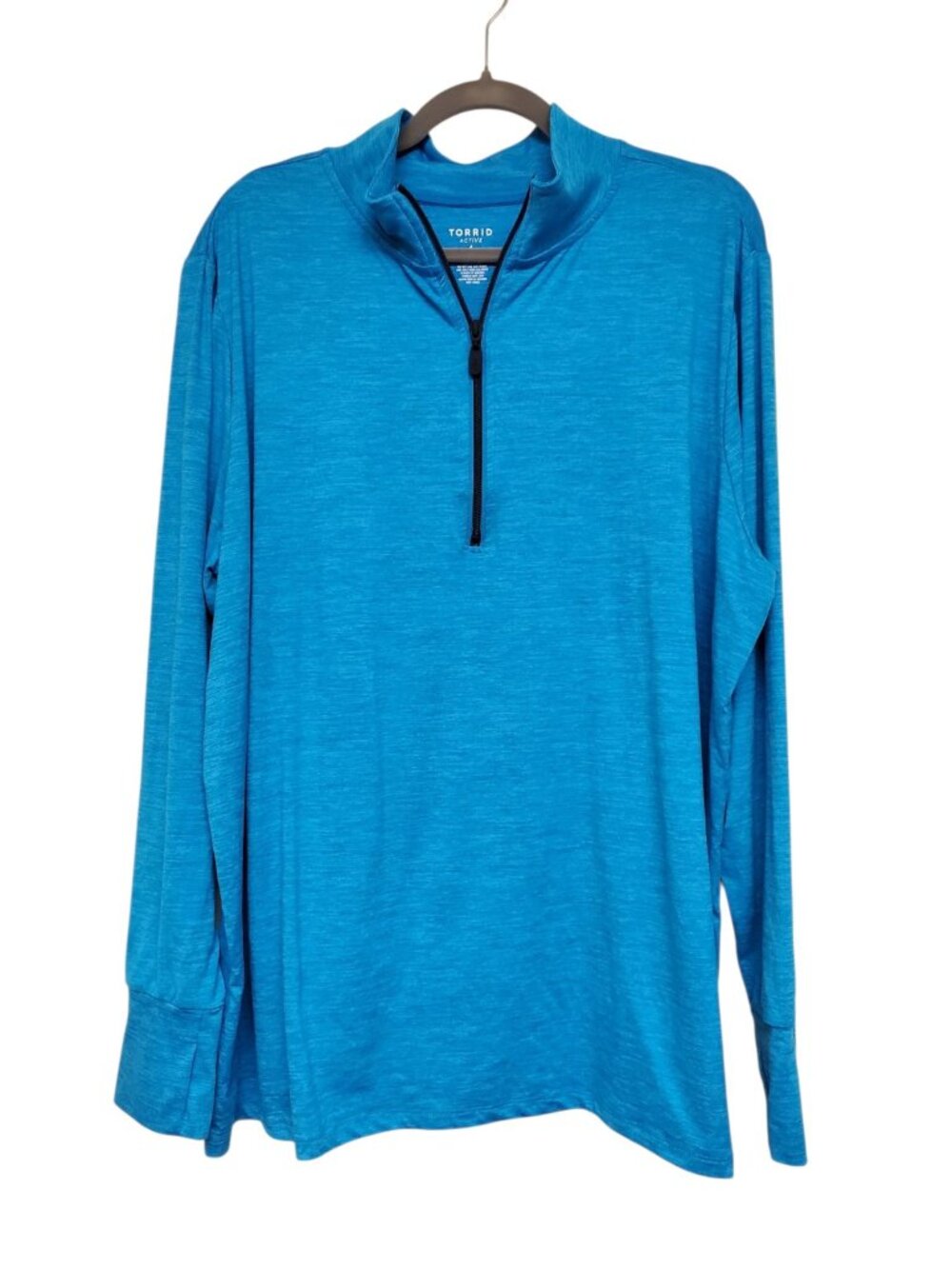 Torrid Active Blue Marled Spacedye 1/4 Zip Neck Thumbhole Popover Plus Size 4
